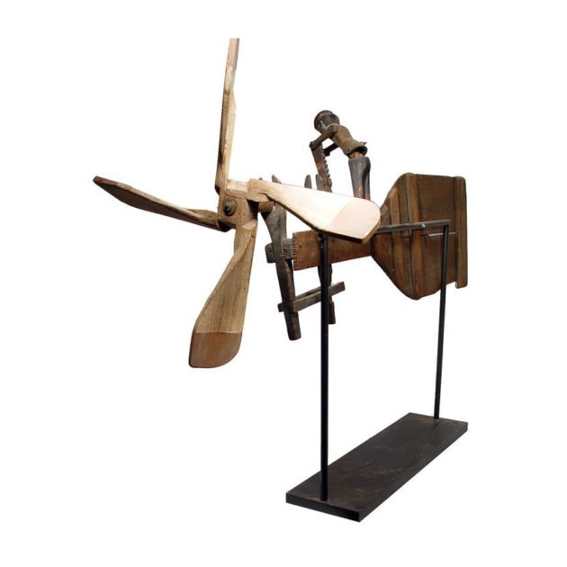 Early Folk Art Whirligig- Articulated Worker Sawing Wood