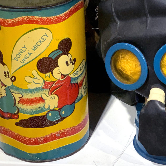 Rare Mickey Mouse Gas Mask and Tin